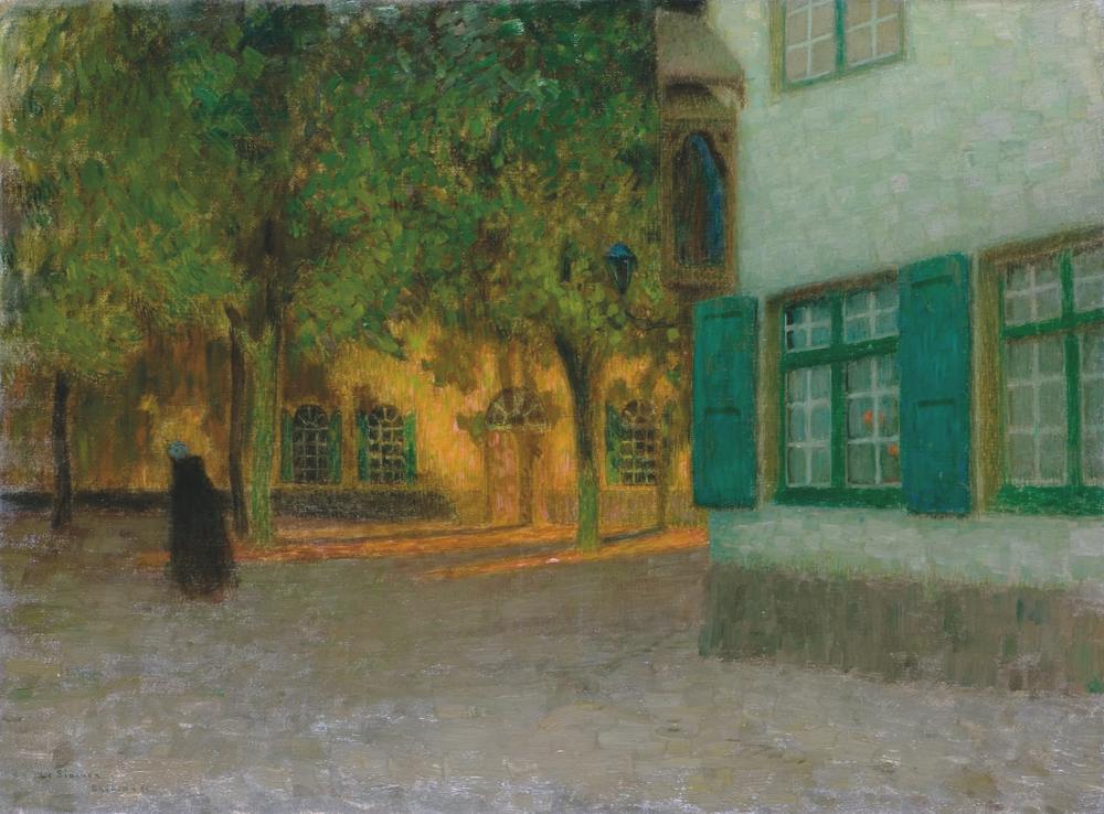 Béguinage, maisons à contre-jour, Bruges, 1899
