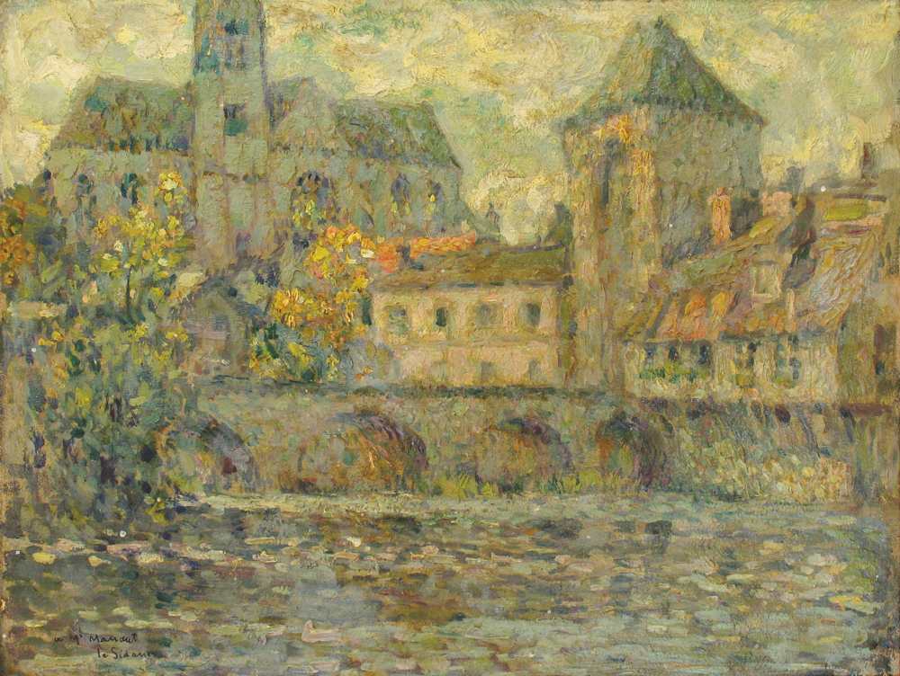 L'Église et le pont, Moret, 1917 - Henri Lesidaner