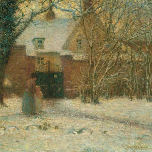 Maison, neige, Herchies, 1901